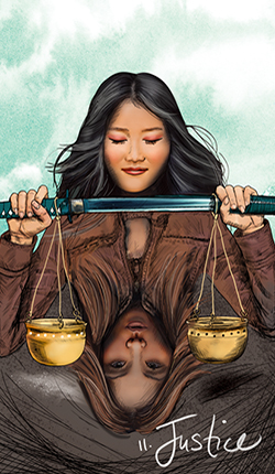 carta da justiça tarot cuarto crescente